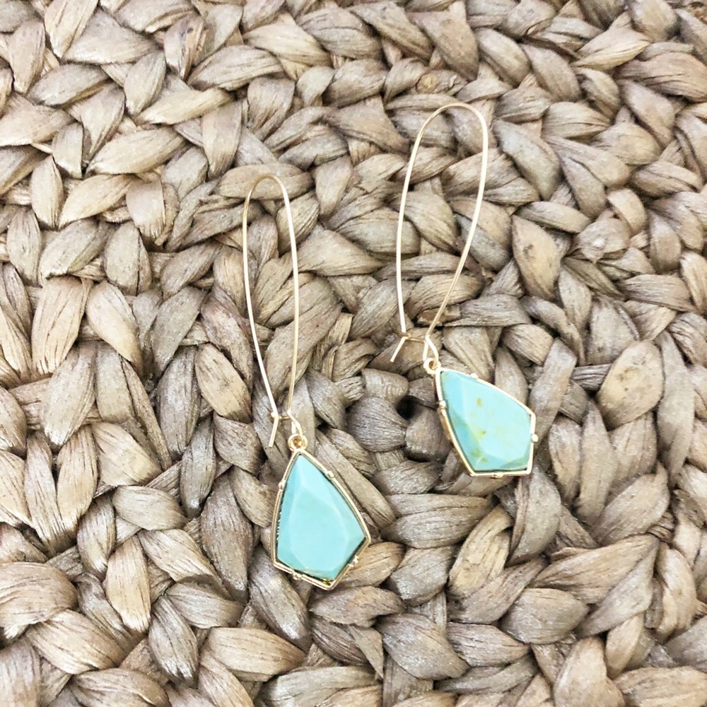 FINAL PRICE Turquoise Ear Hook Drop Earrings - Picture 2 of 3